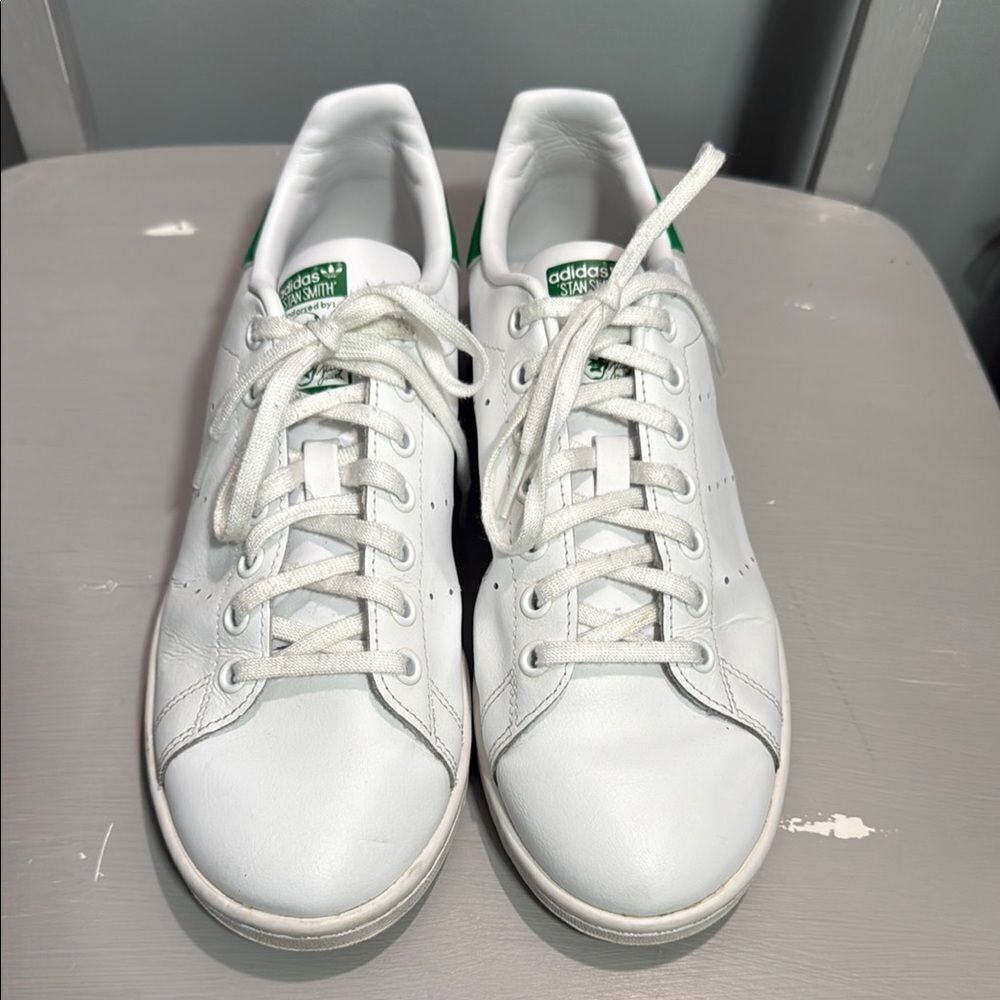 Men’s Adidas Stan Smith Endorsed White and Green Leather Sneakers size 7